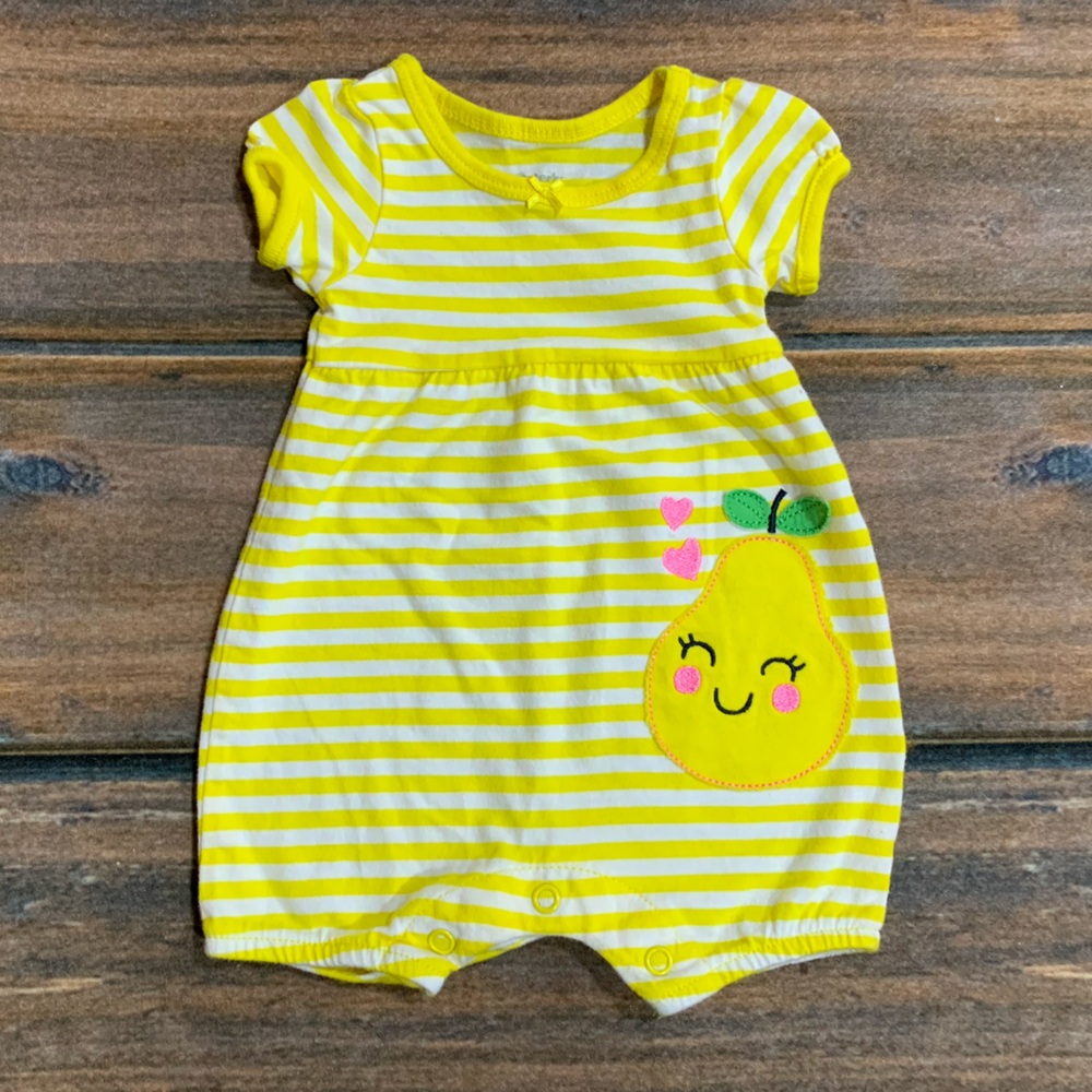 Carters Newborn Yellow & White Stripe Summer Romper